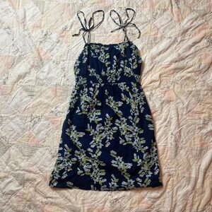 old navy vintage y2k navy blue and teal floral maternity dress size small